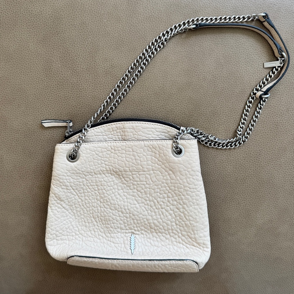 Leather Thacker Crossbody/Shoulder Bag in Cream